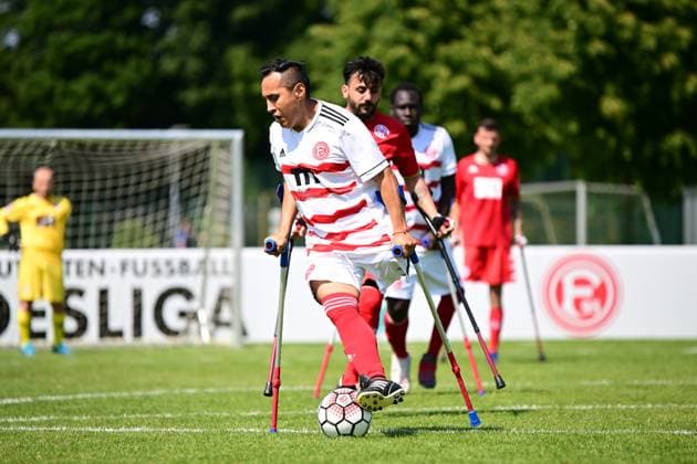 Sport I Mixed I Season 2022 2023 I Amputee Football Bundesliga I 3 Matchday I 1 FSV Mainz 05 Fortuna Düsseldorf I 10 06 2023 Unkannt 11, Fortuna Düsseldorf before Emrah Akdemir 11, 1 FSV Mainz 05 Hamburg Paul Hauenschild Sportanlage Schleswig Holstein Germany Copyright: xLobeca FelixxSchlikisx