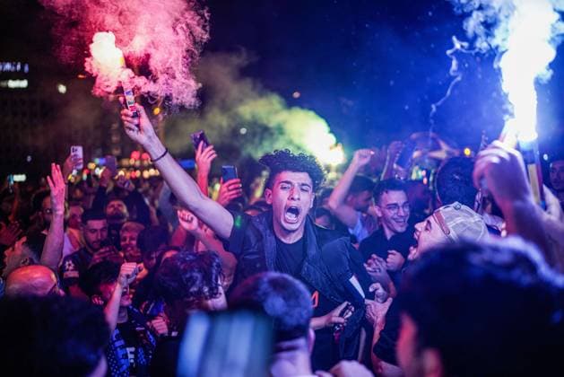 Football, CL final, Manchester City, fans celebrate winning the Champions League in Istanbul