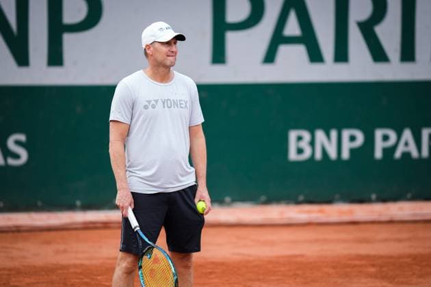 French Open, Roland Garros finale: Casper Ruud - Novak Djokovic Paris, Frankrike 20230611. Casper Ruuds trener og far Christian Ruud under trening for finalen i tennis i Roland-Garros-turneringen mellom Casper Ruud og Novak Djokovic fra Serbia. Foto: Beate Oma Dahle NTB Paris Frankrike EDITORIAL USE ONLY. RESTRICTED USE FOR BETTING COMPANIES Ref:_SPO_BNCh-pVRgt9NLo.jpg  Copyright: xBeatexOmaxDahlex xNTBx