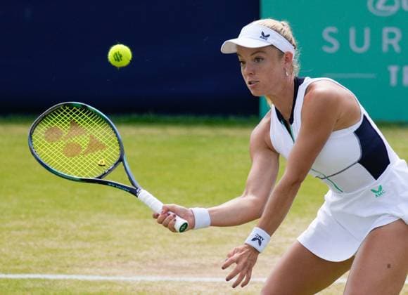 Mandatory Credit: Photo by Dave Shopland Shutterstock (13956576e) Great Britain s Katie Swan during the 1st set of the final. Lexus Surbiton Trophy, Tennis, Day 8, Surbiton Racket & Fitness Club, London, UK - 11 June 2023 Lexus Surbiton Trophy, Tennis, Day 8, Surbiton Racket & Fitness Club, London, UK - 11 June 2023 Copyright: xDavexShopland Shutterstockx 13956576e