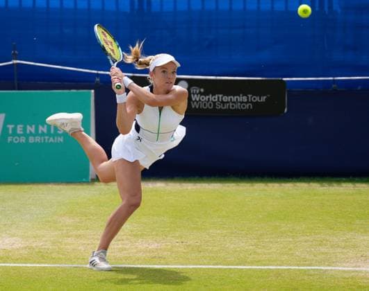 Mandatory Credit: Photo by Dave Shopland Shutterstock (13956576s) Great Britain s Katie Swan during the 1st set of the final. Lexus Surbiton Trophy, Tennis, Day 8, Surbiton Racket & Fitness Club, London, UK - 11 June 2023 Lexus Surbiton Trophy, Tennis, Day 8, Surbiton Racket & Fitness Club, London, UK - 11 June 2023 Copyright: xDavexShopland Shutterstockx 13956576s