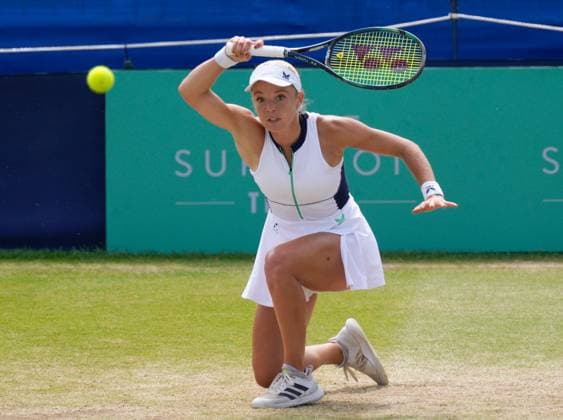 Mandatory Credit: Photo by Dave Shopland Shutterstock (13956576v) Great Britain s Katie Swan during the 1st set of the final. Lexus Surbiton Trophy, Tennis, Day 8, Surbiton Racket & Fitness Club, London, UK - 11 June 2023 Lexus Surbiton Trophy, Tennis, Day 8, Surbiton Racket & Fitness Club, London, UK - 11 June 2023 Copyright: xDavexShopland Shutterstockx 13956576v