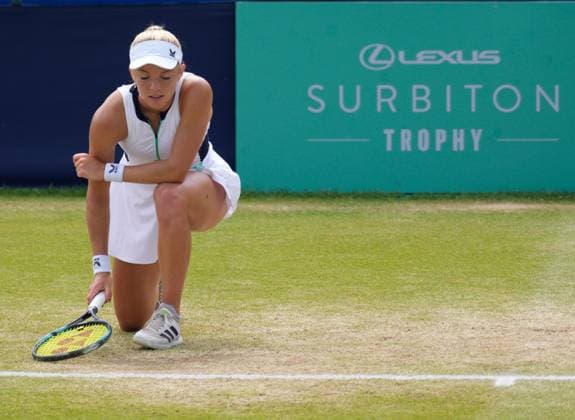 Mandatory Credit: Photo by Dave Shopland Shutterstock (13956576y) Great Britain s Katie Swan during the 1st set of the final. Lexus Surbiton Trophy, Tennis, Day 8, Surbiton Racket & Fitness Club, London, UK - 11 June 2023 Lexus Surbiton Trophy, Tennis, Day 8, Surbiton Racket & Fitness Club, London, UK - 11 June 2023 Copyright: xDavexShopland Shutterstockx 13956576y