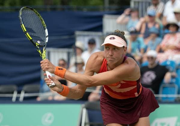 Yanina Wickmayer (BEL) during her match with Katie Swan (GBR) in the final of the W100 Surbiton Trophy on the Final day of the Surbiton Trophy, at Surbiton Lawn Tennis Club, Surbiton, England on the 11th June 2023. Copyright: xAlanxStanfordx PMI-5588-0050