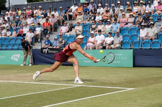 Yanina Wickmayer (BEL) during her match with Katie Swan (GBR) in the final of the W100 Surbiton Trophy on the Final day of the Surbiton Trophy, at Surbiton Lawn Tennis Club, Surbiton, England on the 11th June 2023. Copyright: xAlanxStanfordx PMI-5588-0051