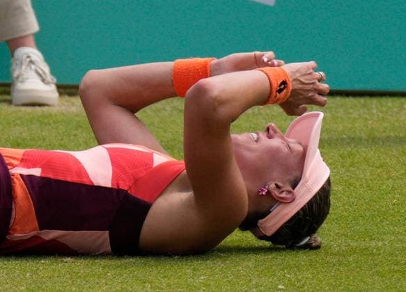 Mandatory Credit: Photo by Dave Shopland Shutterstock (13956576ao) Winner Belgium s Yanina Wickmayer celebrates match point Lexus Surbiton Trophy, Tennis, Day 8, Surbiton Racket & Fitness Club, London, UK - 11 June 2023 Lexus Surbiton Trophy, Tennis, Day 8, Surbiton Racket & Fitness Club, London, UK - 11 June 2023 Copyright: xDavexShopland Shutterstockx 13956576ao