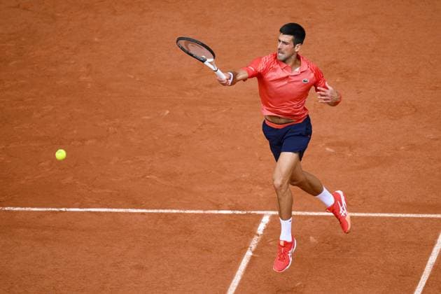 Novak Djokovic (Srb) TENNIS : Roland Garros 2023 - Finale Messieurs - Paris - 11 06 2023 JBAutissier Panoramic 