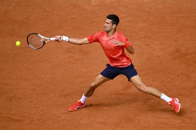 Novak Djokovic (Srb) TENNIS : Roland Garros 2023 - Finale Messieurs - Paris - 11 06 2023 JBAutissier Panoramic 