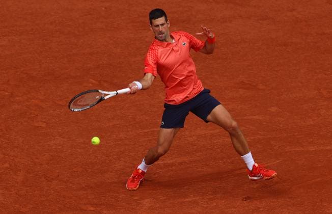Mandatory Credit: Photo by Ella Ling Shutterstock (13949291ah) Novak Djokovic of Serbia in action French Open Tennis, Day 15, Roland Garros, Paris, France - 11 June 2023 French Open Tennis, Day 15, Roland Garros, Paris, France - 11 June 2023  Copyright: xEllaxLing Shutterstockx 13949291ah