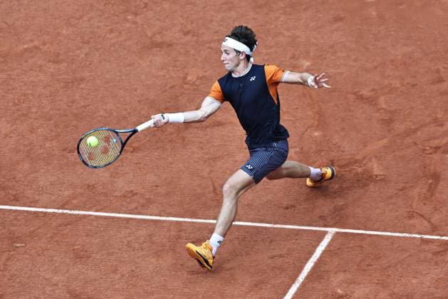 Casper Ruud, NOR, during final of 2023 French Open at Roland Garros, Paris, 11 06 2023