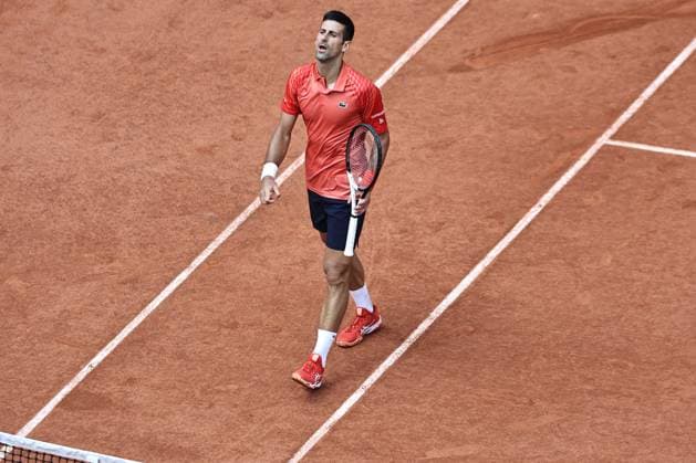 Novak Djokovic, SRB, during final of 2023 French Open at Roland Garros, Paris, 11 06 2023