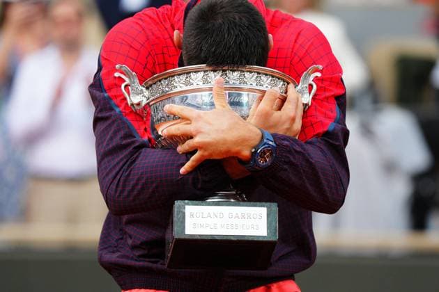 Mandatory Credit: Photo by Javier Garcia Shutterstock (13949284bg) Novak Djokovic celebrates winning the French Open, his 23rd Grand Slam of his career French Open Tennis, Day 15, Roland Garros, Paris, France - 11 June 2023 French Open Tennis, Day 15, Roland Garros, Paris, France - 11 June 2023  Copyright: xJavierxGarcia Shutterstockx 13949284bg