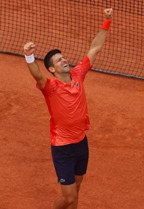 Mandatory Credit: Photo by Ella Ling Shutterstock (13949291at) Novak Djokovic of Serbia celebrates on match point French Open Tennis, Day 15, Roland Garros, Paris, France - 11 June 2023 French Open Tennis, Day 15, Roland Garros, Paris, France - 11 June 2023  Copyright: xEllaxLing Shutterstockx 13949291at