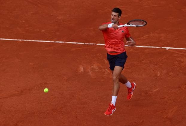 Mandatory Credit: Photo by Ella Ling Shutterstock (13949291de) Novak Djokovic of Serbia in action French Open Tennis, Day 15, Roland Garros, Paris, France - 11 June 2023 French Open Tennis, Day 15, Roland Garros, Paris, France - 11 June 2023  Copyright: xEllaxLing Shutterstockx 13949291de