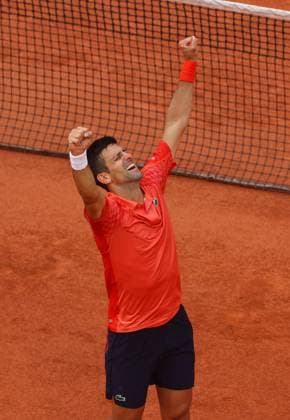 Mandatory Credit: Photo by Ella Ling Shutterstock (13949291cj) Novak Djokovic of Serbia celebrates French Open Tennis, Day 15, Roland Garros, Paris, France - 11 June 2023 French Open Tennis, Day 15, Roland Garros, Paris, France - 11 June 2023  Copyright: xEllaxLing Shutterstockx 13949291cj