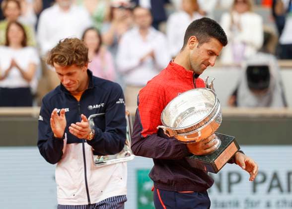 Winner Novak Djokovic with the cup, trophy, award ceremony, presentation Copyright: xJuergenxHasenkopfx