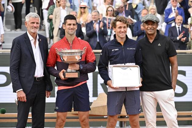 Tennis : Roland Garros 2023 - France - Finale du simple messieurs - Novak Djokovic gagne son 23 eme grands chelems et devient le goat Tennis : Roland Garros 2023 - France - 11 06 23 ChrysleneCaillaud Panoramic 