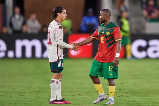 RECORD DATE NOT STATED Seleccion Mexico 2023 Mexico vs Cameroon Diego Lainez of Mexico and Collins Fai of Cameroon during the game Mexico (Mexican national team, Nationalteam vs Cameroon, corresponding to the Friendly match, at Snapdragon Stadium, on June 10, 2023. <br><br> Diego Lainez de Mexico y Collins Fai de Camerun durante el partido Mexico (Seleccion Mexicana) vs Camerun, correspondiente al Partido Amistoso de preparacion, en el Estadio Snapdragon, el 10 de junio de 2023. SAN DIEGO CALIFORNIA ESTADOS UNIDOS  Copyright: xCristianxdexMarchenax 20230610225019_SMN_23_AM_MEX_CAM_LAINEZ288