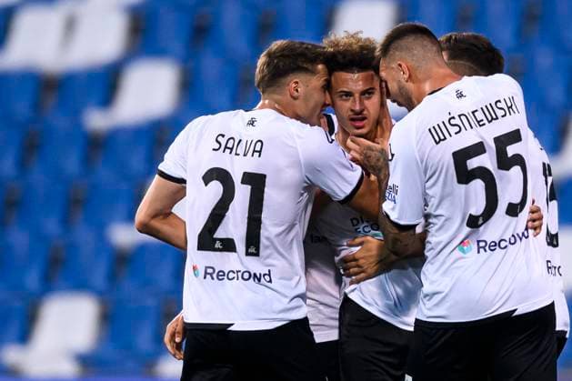 Spezia Calcio v Hellas Verona FC - Serie A Ethan Ampadu of Spezia Calcio celebrates after scoring a goal during the Serie A relegation play-off football match between Spezia Calcio and Hellas Verona FC. Reggio Emilia Italy Copyright: xNicolòxCampox