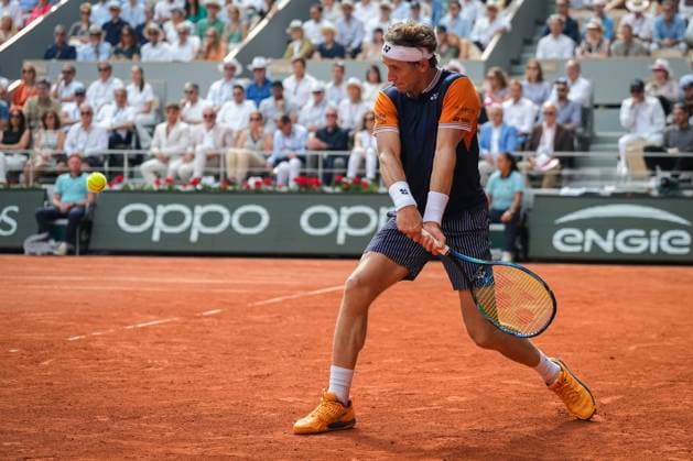 French Open, Roland Garros finale: Casper Ruud - Novak Djokovic Paris, Frankrike 20230611. Casper Ruud under finalen i tennis i Roland-Garros-turneringen mellom Casper Ruud og Novak Djokovic fra Serbia. Foto: Beate Oma Dahle NTB Paris Frankrike EDITORIAL USE ONLY. RESTRICTED USE FOR BETTING COMPANIES Ref:_SPO_BNC0259485625st.jpg  Copyright: xBeatexOmaxDahlex xNTBx