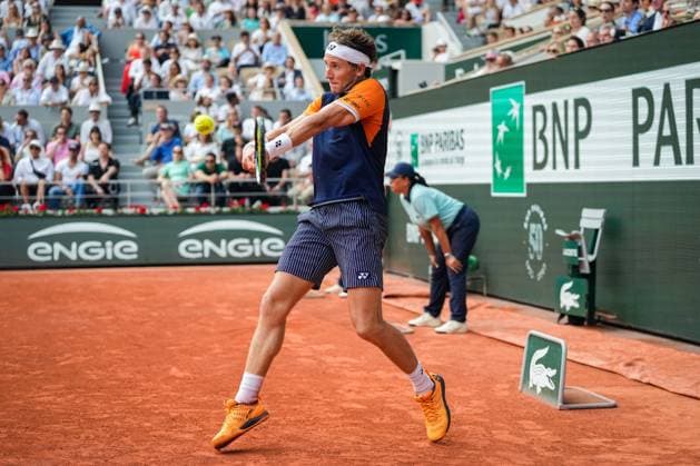 French Open, Roland Garros finale: Casper Ruud - Novak Djokovic Paris, Frankrike 20230611. Casper Ruud under finalen i tennis i Roland-Garros-turneringen mellom Casper Ruud og Novak Djokovic fra Serbia. Foto: Beate Oma Dahle NTB Paris Frankrike EDITORIAL USE ONLY. RESTRICTED USE FOR BETTING COMPANIES Ref:_SPO_BNC0259485781st.jpg  Copyright: xBeatexOmaxDahlex xNTBx