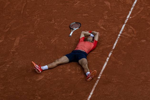 2023 French Open - Day Fifteen The moment when Novak Djokovic won the match on the Men s Singles final at Roland Garros Grand Slam Tournament - Day 15 on June 11, 2023 in Paris, France. Paris France  Copyright: xRobertxSzaniszlox originalFilename:szaniszlo-notitle230611_np3sG.jpg