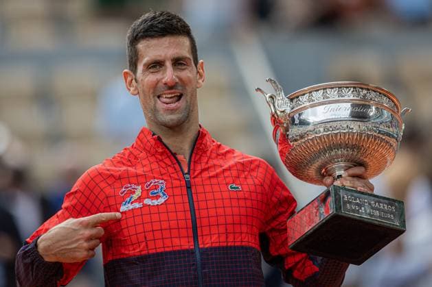2023 French Open - Day Fifteen Novak Djokovic with the trophy on the podium after the Men s Singles final at Roland Garros Grand Slam Tournament - Day 15 on June 11, 2023 in Paris, France. Paris France  Copyright: xRobertxSzaniszlox originalFilename:szaniszlo-notitle230611_np5pF.jpg