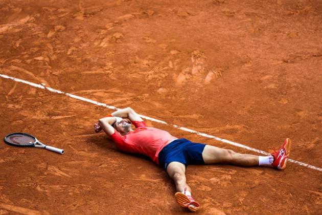 2023 French Open - Day Fifteen Novak DJOKOVIC (SER) reacts after he wins his match against Casper RUUD (NOR) on Philippe-CHATRIER court in the French Open Roland Garros 2013 Men s singles final, on June 11, 2023, in Paris, France. Paris France  Copyright: xIbrahimxEzzatx originalFilename:ezzat-notitle230611_np0fQ.jpg