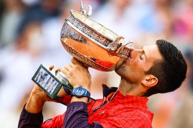 2023 French Open - Day Fifteen Novak DJOKOVIC (SER) holds the winners trophy after victory against Casper RUUD (NOR) on Philippe-CHATRIER court in the French Open Roland Garros 2013 Men s singles final, on June 11, 2023, in Paris, France. Paris France  Copyright: xIbrahimxEzzatx originalFilename:ezzat-notitle230611_npxmz.jpg