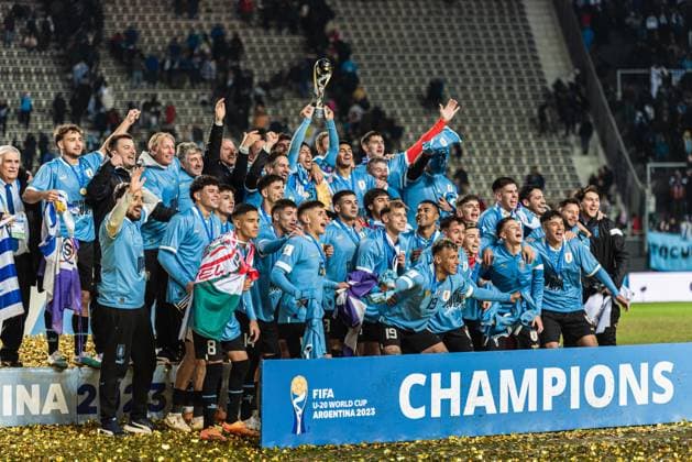 Fifa U20 World Cup Final Uruguay U20 v Italy U20 Uruguay team after the Fifa U20 World Cup Final match Uruguay U20 vs Italy U20 at La Plata Stadium, Tolosa, Argentina, 11th June 2023 (Photo by Mateo Occhi News Images) Tolosa La Plata Stadium La Plata Argentina Copyright: xMateoxOcchi NewsxImagesx