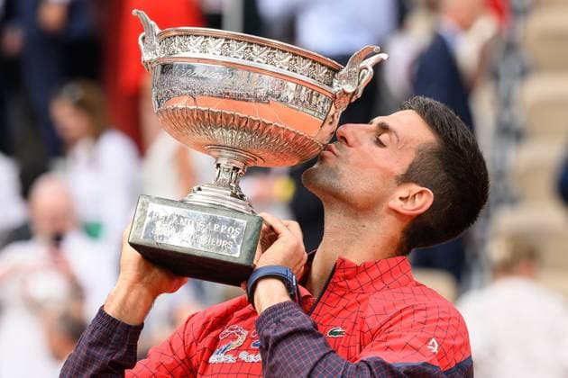 Novak Djokovic Wins Final Of French Open Novak Djokovic of Serbia celebrates as he kisses the trophy after winning his Men s Singles Final match against Casper Ruud during of the 2021 French Open at Roland Garros on June 11, 2023 in Paris, France. Photo by Laurent Zabulon ABACAPRESS.COM Paris France  Copyright: xZabulonxLaurent ABACAx 856639_001 ZabulonxLaurent ABACAx 856639_001