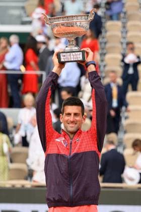 Novak Djokovic Wins Final Of French Open Novak Djokovic of Serbia with the trophy after winning his men s singles final match against Casper Ruud during the French Open 2021 at Roland Garros on June 11, 2023 in Paris, France. Photo by Laurent Zabulon ABACAPRESS.COM Paris France  Copyright: xZabulonxLaurent ABACAx 856639_031 ZabulonxLaurent ABACAx 856639_031