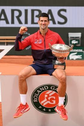 Novak Djokovic Wins Final Of French Open Novak Djokovic of Serbia with the trophy after winning his men s singles final match against Casper Ruud during the French Open 2021 at Roland Garros on June 11, 2023 in Paris, France. Photo by Laurent Zabulon ABACAPRESS.COM Paris France  Copyright: xZabulonxLaurent ABACAx 856639_043 ZabulonxLaurent ABACAx 856639_043
