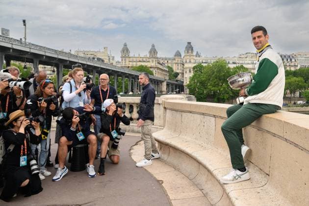 French Open - Novak Djokovic Poses With His Trophy Novak Djokovic of Serbia poses with The Musketeers? Cup after winning his 23rd grand slam trophy on the Bir-Hakeim bridge after winning the Men s Singles Title in the 2023 French Open on June 12, 2023 in Paris, France. Photo by Laurent Zabulon ABACAPRESS.COM attend the French Open 2021 at Roland Garros on June 11, 2023 in Paris, France. Photo by Laurent Zabulon ABACAPRESS.COM Paris France  Copyright: xZabulonxLaurent ABACAx 856705_005 ZabulonxLaurent ABACAx 0259523188st