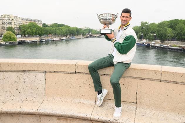 French Open - Novak Djokovic Poses With His Trophy Novak Djokovic of Serbia poses with The Musketeers? Cup after winning his 23rd grand slam trophy on the Bir-Hakeim bridge after winning the Men s Singles Title in the 2023 French Open on June 12, 2023 in Paris, France. Photo by Laurent Zabulon ABACAPRESS.COM attend the French Open 2021 at Roland Garros on June 11, 2023 in Paris, France. Photo by Laurent Zabulon ABACAPRESS.COM Paris France  Copyright: xZabulonxLaurent ABACAx 856705_008 ZabulonxLaurent ABACAx 0259523231st