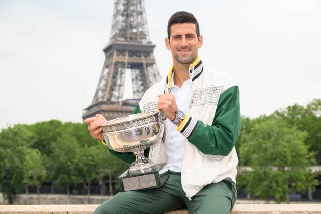 French Open - Novak Djokovic Poses With His Trophy Novak Djokovic of Serbia poses with The Musketeers? Cup after winning his 23rd grand slam trophy on the Bir-Hakeim bridge after winning the Men s Singles Title in the 2023 French Open on June 12, 2023 in Paris, France. Photo by Laurent Zabulon ABACAPRESS.COM attend the French Open 2021 at Roland Garros on June 11, 2023 in Paris, France. Photo by Laurent Zabulon ABACAPRESS.COM Paris France  Copyright: xZabulonxLaurent ABACAx 856704_008 ZabulonxLaurent ABACAx 0259523458st