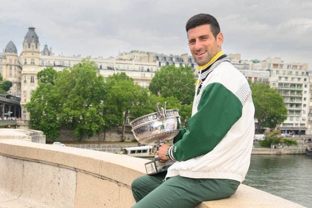 French Open - Novak Djokovic Poses With His Trophy Novak Djokovic of Serbia poses with The Musketeers? Cup after winning his 23rd grand slam trophy on the Bir-Hakeim bridge after winning the Men s Singles Title in the 2023 French Open on June 12, 2023 in Paris, France. Photo by Laurent Zabulon ABACAPRESS.COM attend the French Open 2021 at Roland Garros on June 11, 2023 in Paris, France. Photo by Laurent Zabulon ABACAPRESS.COM Paris France  Copyright: xZabulonxLaurent ABACAx 856704_010 ZabulonxLaurent ABACAx 0259523482st