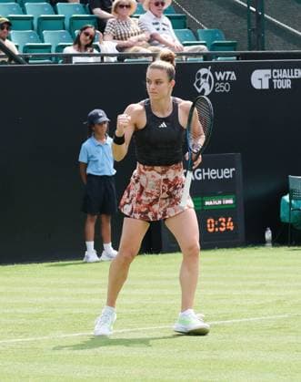 12th June 2023; Nottingham Tennis Centre, Nottingham, England: Rothesay Nottingham Open, Day 1; Maria Sakkari (GRE) of celebrates winning a point versus Xiyu Wang (CHN)  ActionPlus12519451 PaulxBonser