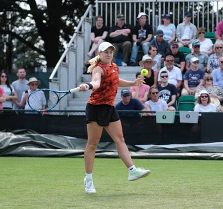 12th June 2023; Nottingham Tennis Centre, Nottingham, England: Rothesay Nottingham Open, Day 1; Sonay Kartal (GBR) plays a forehand shot to Magdalena Frech (POL)  ActionPlus12519470 PaulxBonser