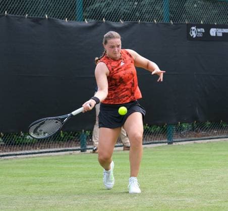 12th June 2023; Nottingham Tennis Centre, Nottingham, England: Rothesay Nottingham Open, Day 1; Jule Niemeier (GER) plays a forehand shot to Heather Watson (GBR)  ActionPlus12519500 PaulxBonser