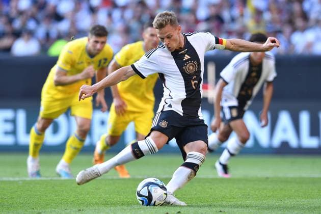 Soccer international match Germany Ukraine on 12 06 2023 at wohninvest WESERSTADION in Bremen Joshua Kimmich Germany kicks a penalty to 3 3 DFB regulations prohibit any use of photographs as image sequences and or quasi video xRx