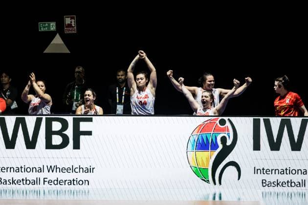 IWBF Wheelchair Basketball World Championship Dubai 2022, Spain Canada, 12 06 2023 The Spanish women on the bench cheer IWBF Wheelchair Basketball World Championship Dubai 2022, Spain Canada, Dubai, World Trade Center Copyright: xBEAUTIFULxSPORTS Wunderlx