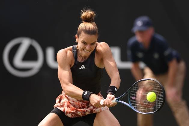 Mandatory Credit: Photo by Ryan Browne Shutterstock (13961280dl) Maria Sakkari of Greece. Rothesay Open, Day One, Tennis, Nottingham Tennis Centre, Nottingham, UK - 12 Jun 2023 Rothesay Open, Day One, Tennis, Nottingham Tennis Centre, Nottingham, UK - 12 Jun 2023 Copyright: xRyanxBrowne Shutterstockx 13961280dl