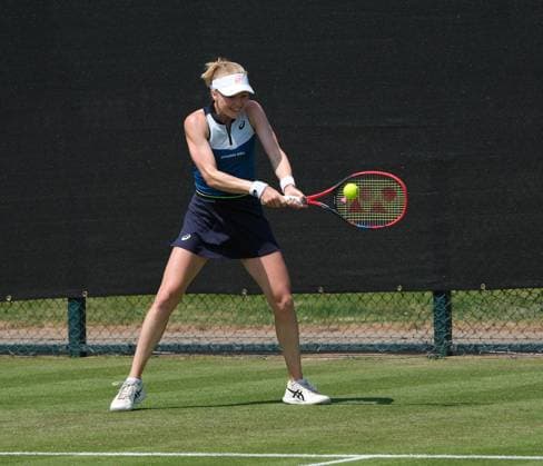 13th June 2023; Nottingham Tennis Centre, Nottingham, England: Rothesay Nottingham Open, Day 2; backhand winner from Harriet Dart (GBR) to Rebecca Marino (CAN)  ActionPlus12519514 PaulxBonser