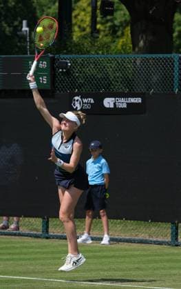13th June 2023; Nottingham Tennis Centre, Nottingham, England: Rothesay Nottingham Open, Day 2; Harriet Dart (GBR) serves to Rebecca Marino (CAN)  ActionPlus12519525 PaulxBonser