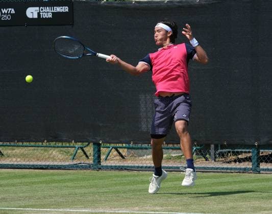 13th June 2023; Nottingham Tennis Centre, Nottingham, England: Rothesay Nottingham Open, Day 2; A forehand winner from Bu Yunchaokete (CHN) to Seongchan Hong (KOR)  ActionPlus12519529 PaulxBonser