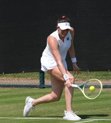 13th June 2023; Nottingham Tennis Centre, Nottingham, England: Rothesay Nottingham Open, Day 2; Olivia Gadecki (AUS) plays a backhand shot to Magda Linette (POL)  ActionPlus12519530 PaulxBonser