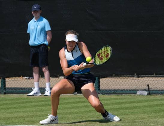 13th June 2023; Nottingham Tennis Centre, Nottingham, England: Rothesay Nottingham Open, Day 2; backhand winner from Olivia Gadecki (AUS) to Magda Linette (POL)  ActionPlus12519533 PaulxBonser