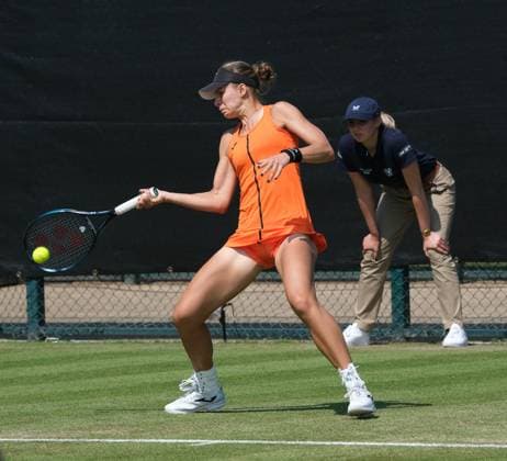 13th June 2023; Nottingham Tennis Centre, Nottingham, England: Rothesay Nottingham Open, Day 2; forehand winner from Magda Linette (POL) to Olivia Gadecki (AUS)  ActionPlus12519536 PaulxBonser