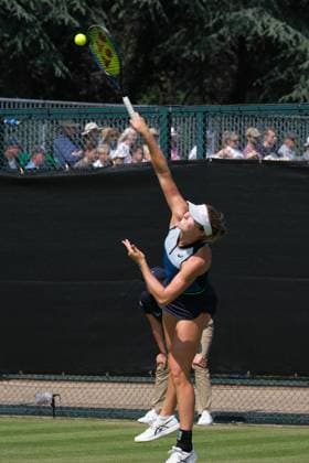 13th June 2023; Nottingham Tennis Centre, Nottingham, England: Rothesay Nottingham Open, Day 2; Olivia Gadecki (AUS) serves to Magda Linette (POL)  ActionPlus12519537 PaulxBonser